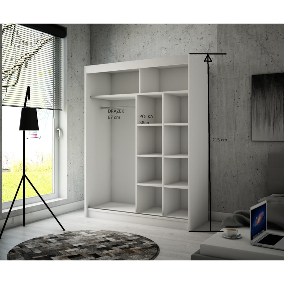 Szafa TWIN przesuwna z lustrem 150 cm - Dąb sonoma