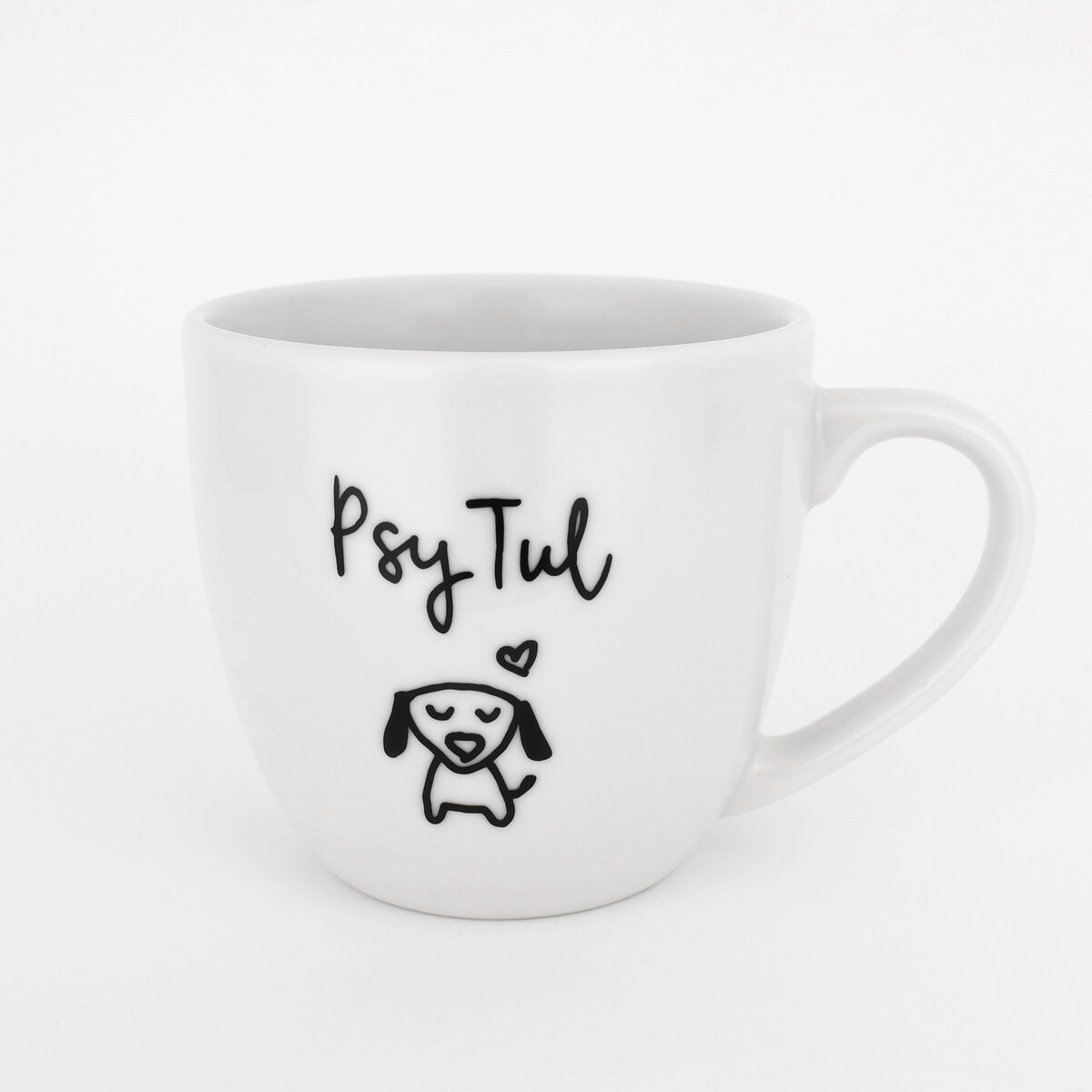 Biały kubek porcelanowy 300 ml - Psy Tul dla miłośników psów na urodziny