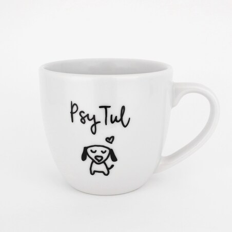 Biały kubek porcelanowy 300 ml - Psy Tul dla miłośników psów na urodziny