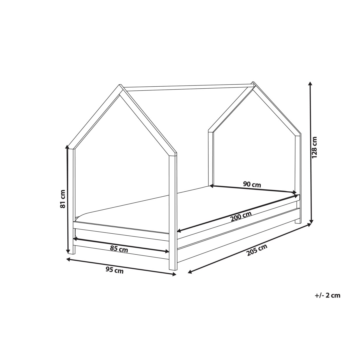Łóżko dziecięce domek drewniane 90 x 200 cm szare APPY