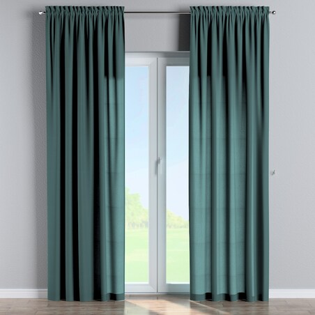 Zasłona na kanale z grzywką 1 szt. 130x245 zgaszona szmaragdowa zieleń