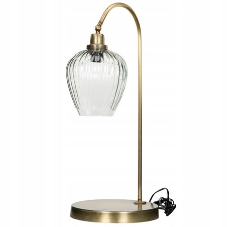 LAMPA STOŁOWA NOCNA BIURKOWA ZŁOTA DUŻA 62cm Loft szklana metalowa