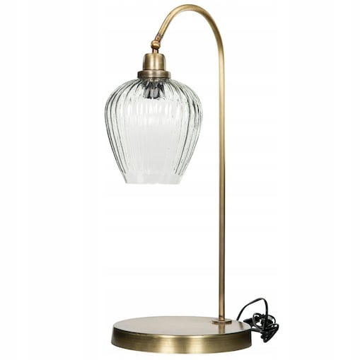 LAMPA STOŁOWA NOCNA BIURKOWA ZŁOTA DUŻA 62cm Loft szklana metalowa