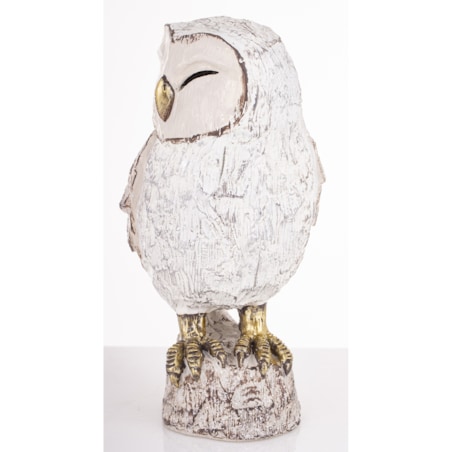 Dekoracja - biała sowa 18,5x9,5x10 cm UGLE small