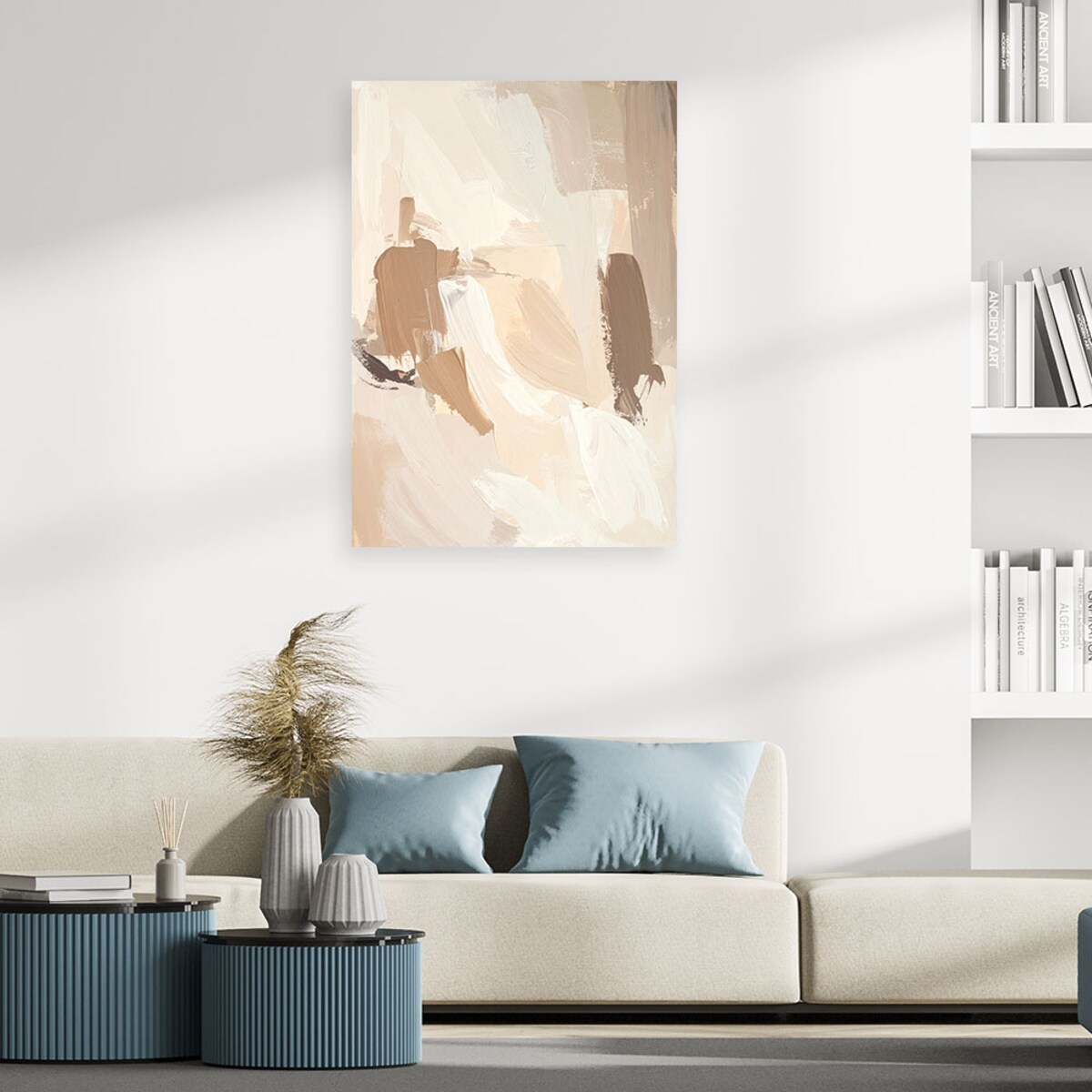 Obraz do salonu sypialni biura spa, Pastelowa Abstrakcja imitacja farby w kolorach beżu 70x100 cm