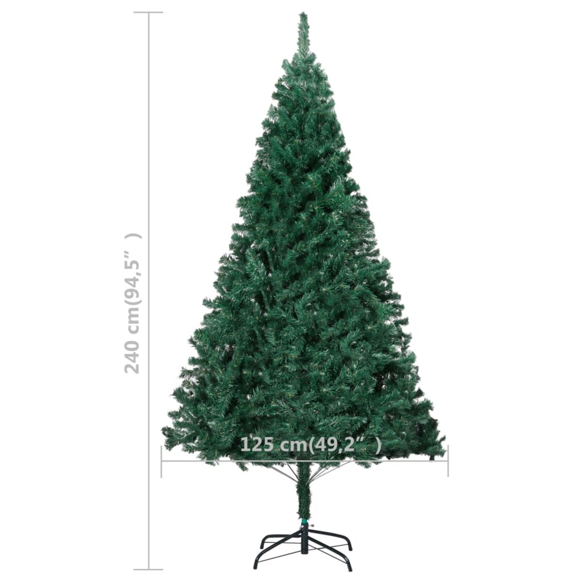 vidaXL Sztuczna choinka z lampkami i bombkami, zielona, 240 cm