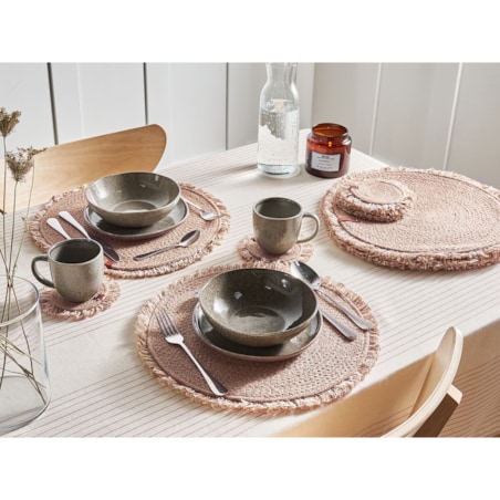 Zestaw 12 podkładek na stół RIBBERY Naturalny Juta