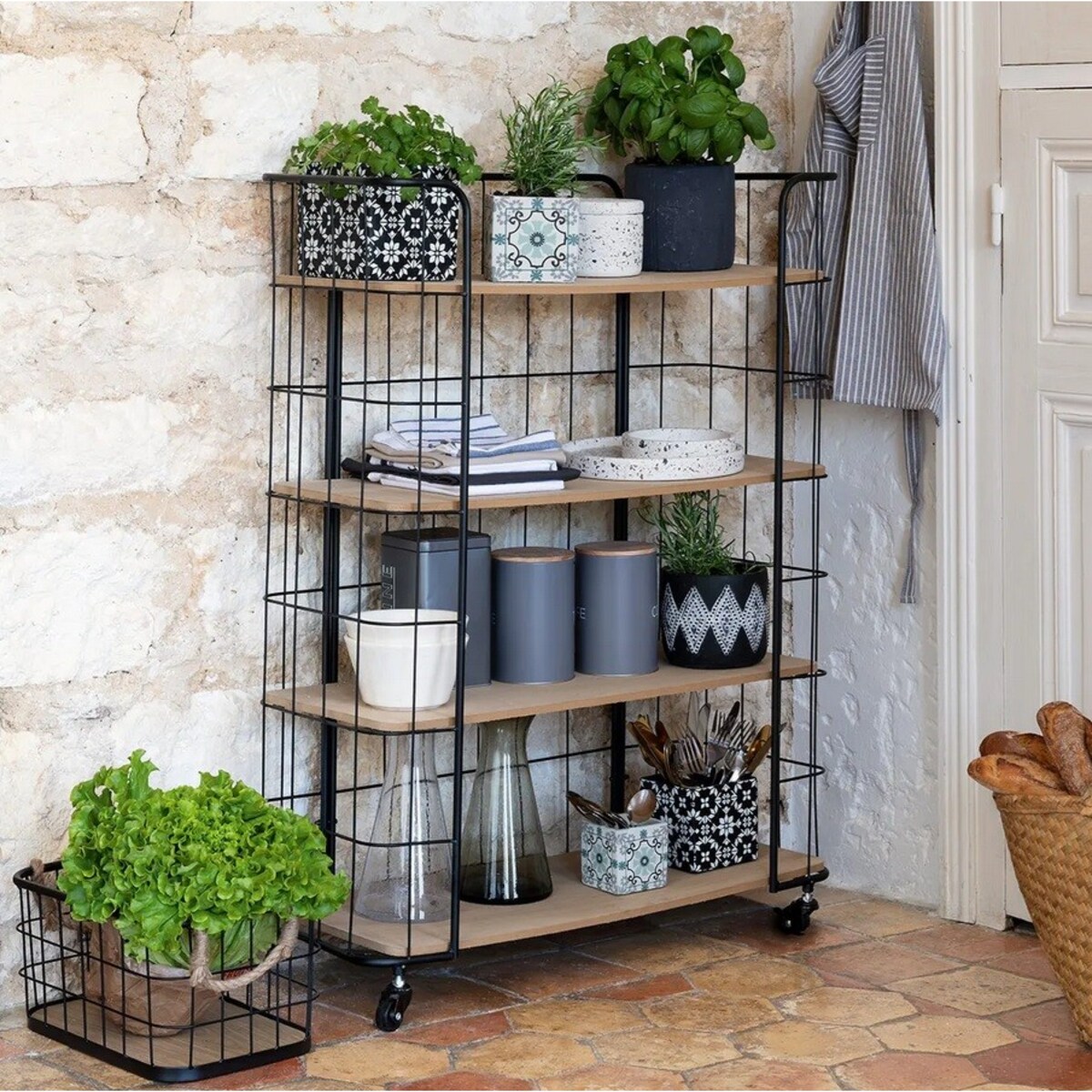 Regał metalowy na kółkach 4-poziomowy