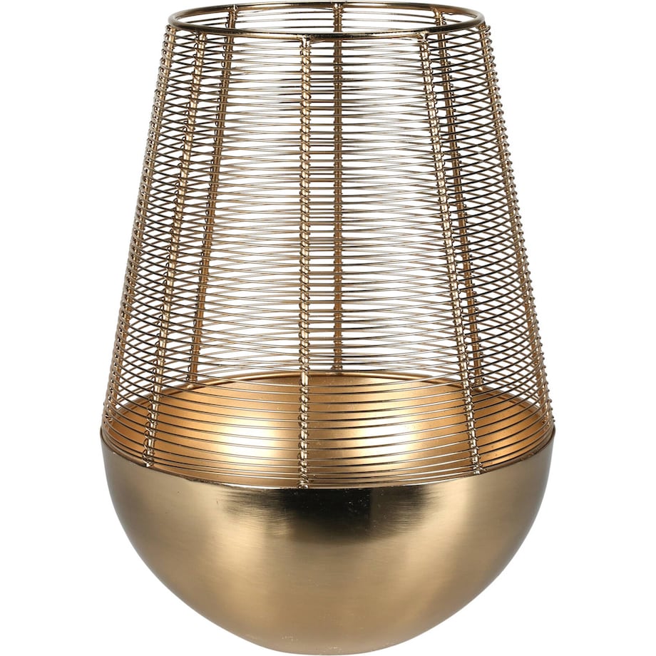 Złoty lampion na świeczkę, metalowy