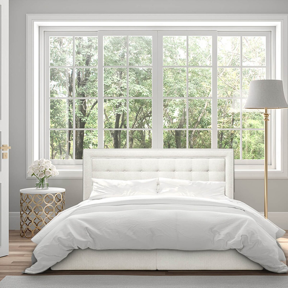 Łóżko kontynentalne EVERLIE 160x200 z pojemnikiem, Kremowy, tkanina Megan 351