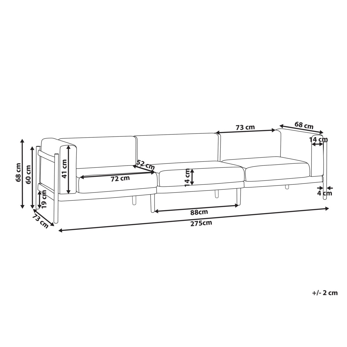 Sofa ogrodowa dla 3 osób FERRETTI Jasnobeżowy