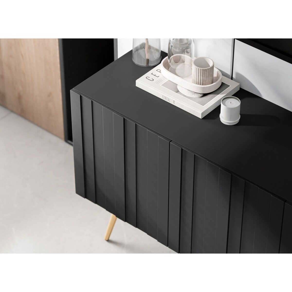 Szafka RTV Glamour pod Telewizor Komoda RTV Glamour Czarny Mat 300 cm