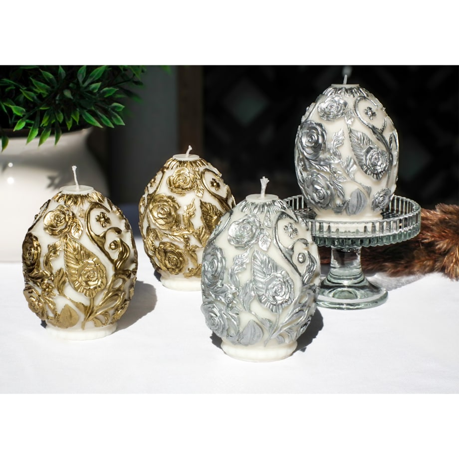 jajo srebrne kwiaty świeca sojowa