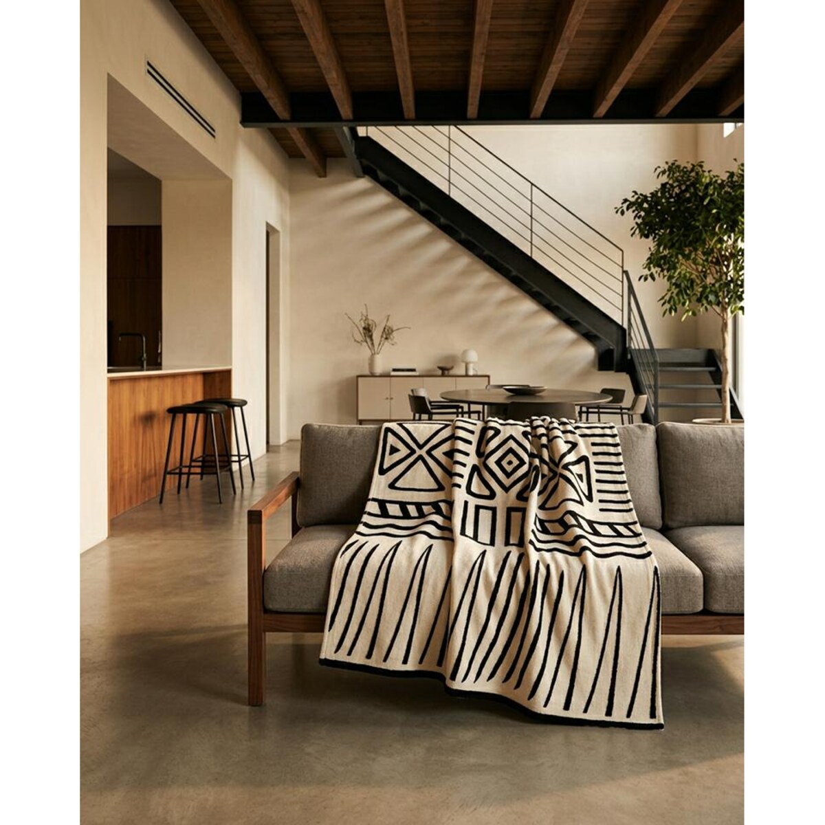 Narzuta pled SHP CORDE 230x180 beżowy czarny