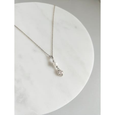 Naszyjnik perłowy ślubny minimalistyczny MODNY elegancki srebrny VINTAGE