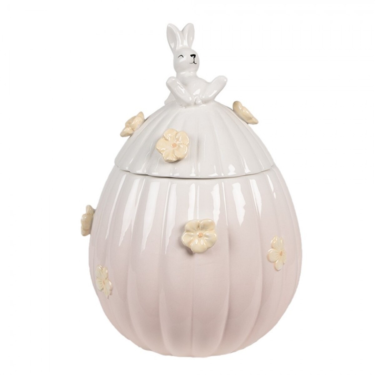 Pojemnik kuchenny jajko z kwiatuszkami i królikiem Ø 16x23
