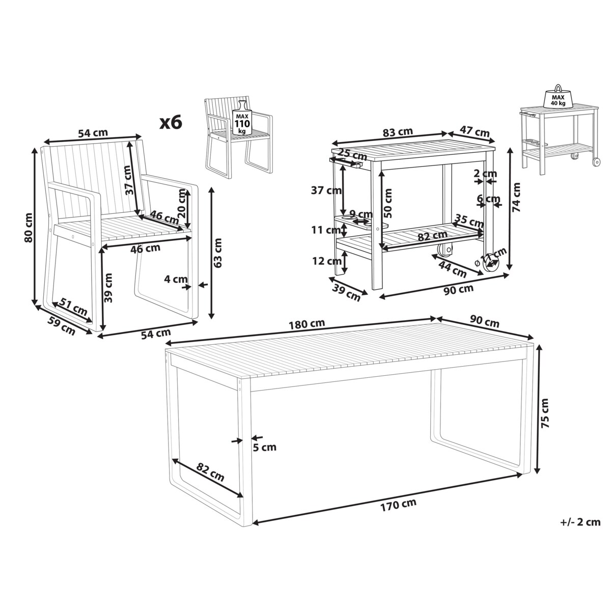 Zestaw jadalniany dla 6 osób Drewno Jasne drewno SASSARI II