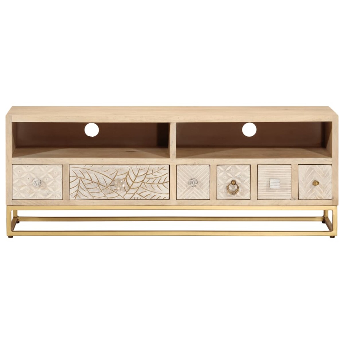 vidaXL Szafka pod TV, 110x30x40 cm, lite drewno mango i żelazo