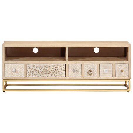 vidaXL Szafka pod TV, 110x30x40 cm, lite drewno mango i żelazo