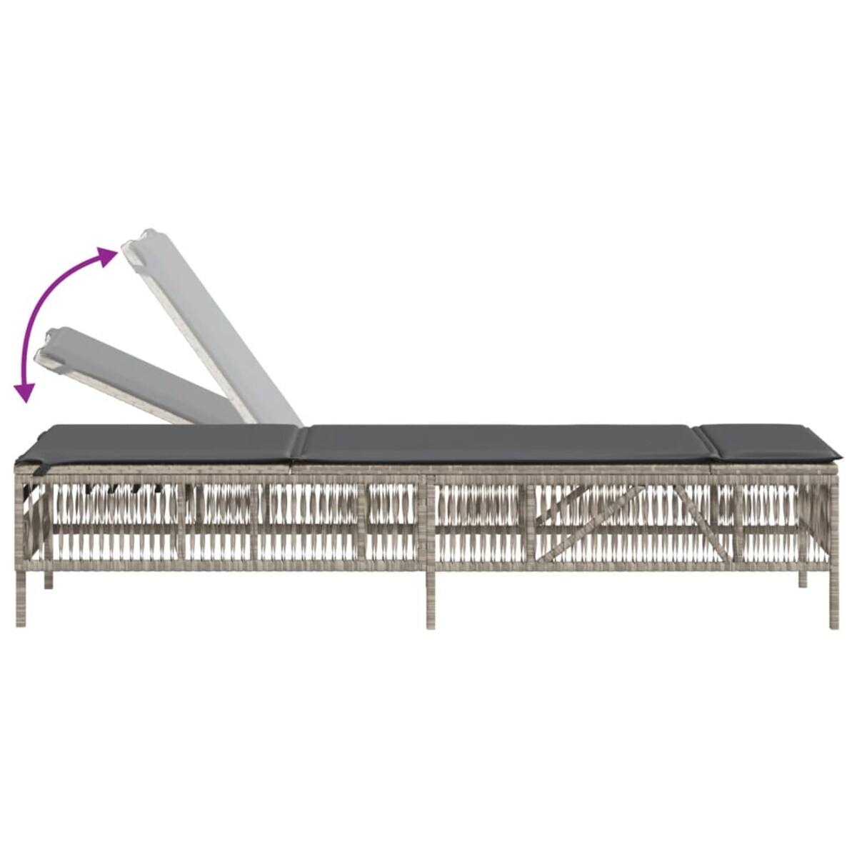 vidaXL Leżak z poduszką, jasnoszary, polirattan