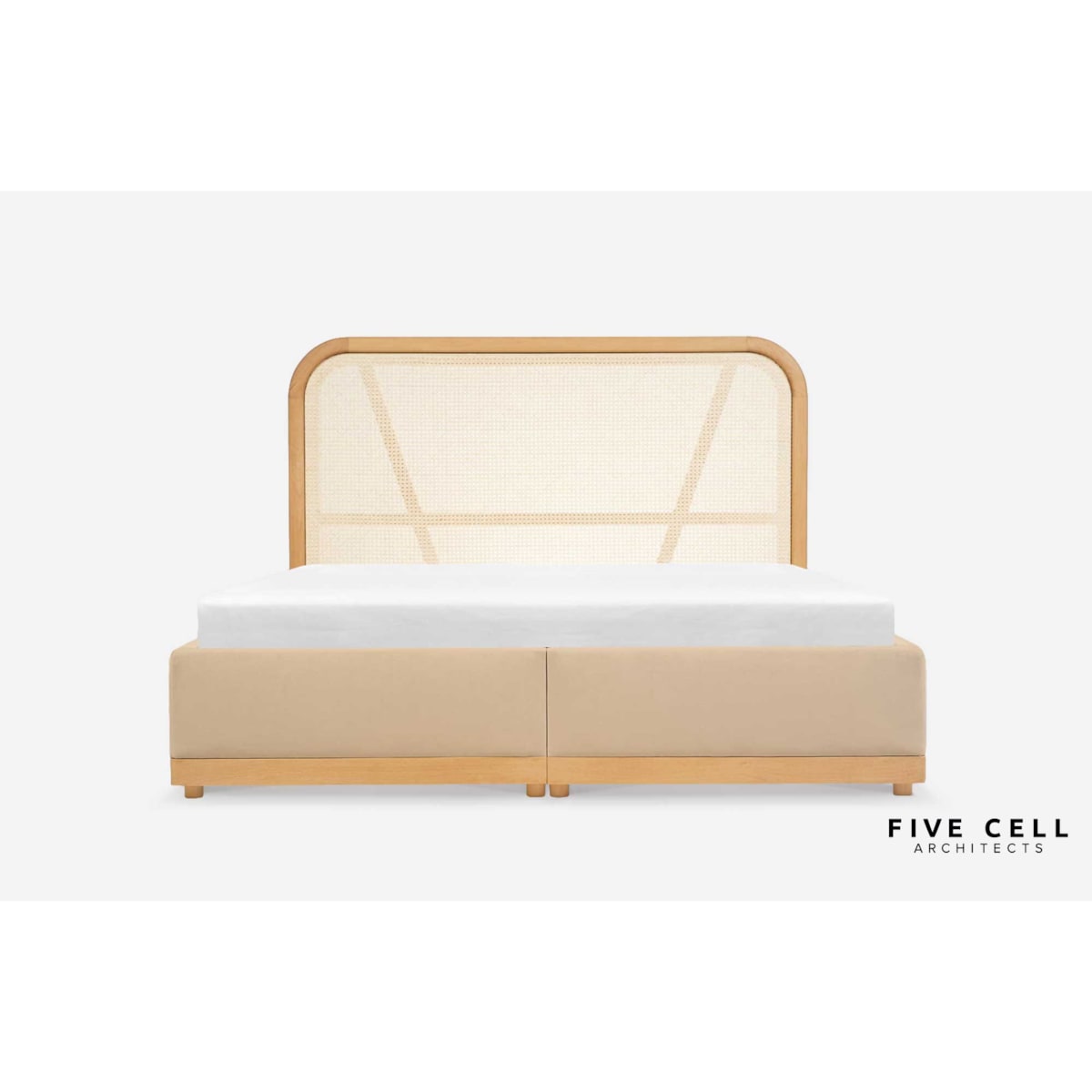 Łóżko Japandi (140X200) z pojemnikiem na pościel w tkaninie Tierra 02