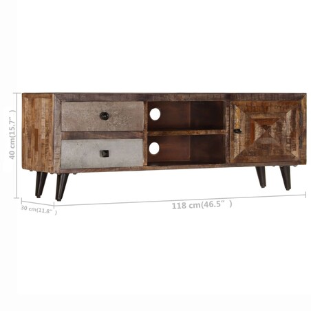 vidaXL Szafka pod TV, 118x30x40 cm, lite drewno mango
