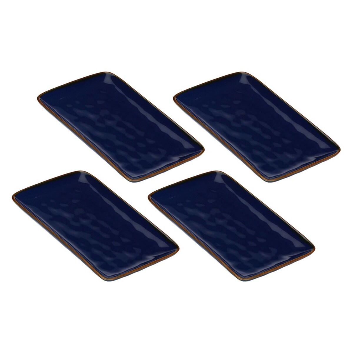 Zestaw 4 tac prostokątnych Concerto Blu Cobalto - Kobaltowy, 20 x 13 cm