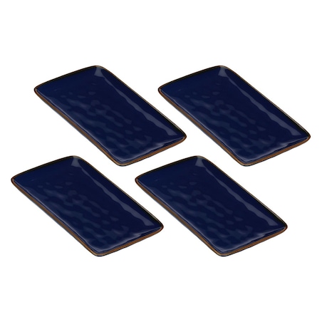 Zestaw 4 tac prostokątnych Concerto Blu Cobalto - Kobaltowy, 20 x 13 cm