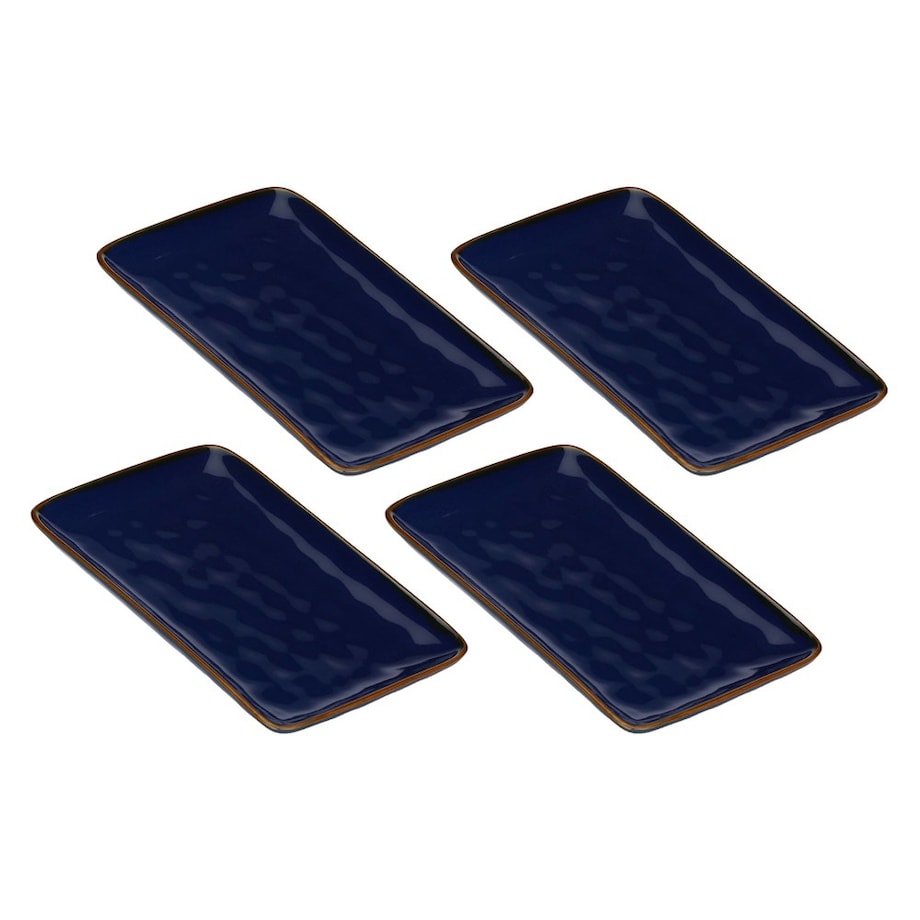 Zestaw 4 tac prostokątnych Concerto Blu Cobalto - Kobaltowy, 20 x 13 cm