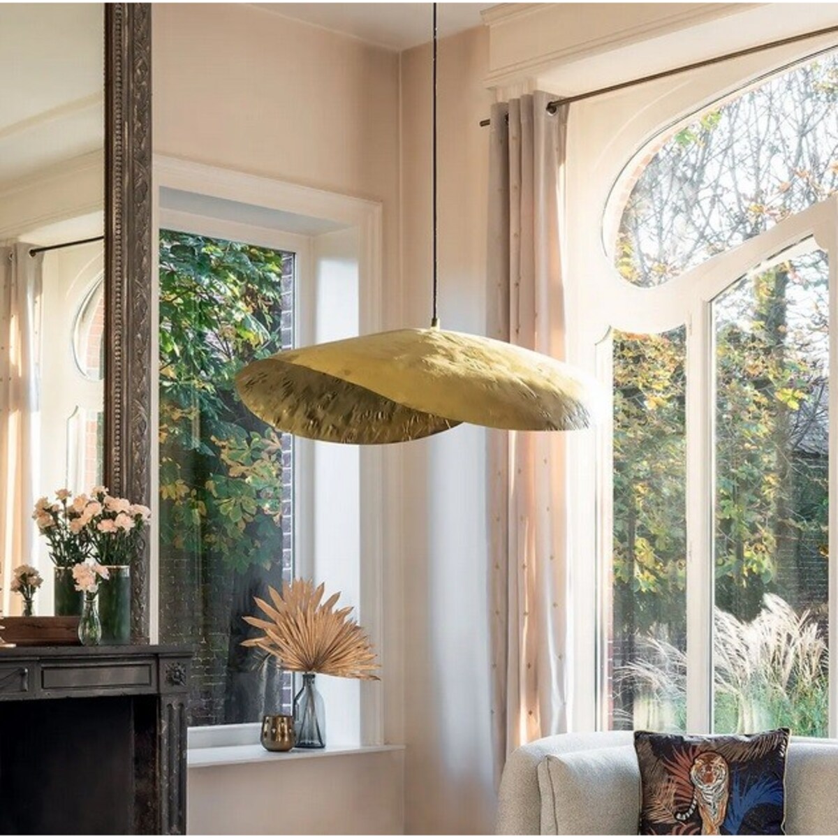 Lampa wisząca młotkowane złoto Loran 80 cm