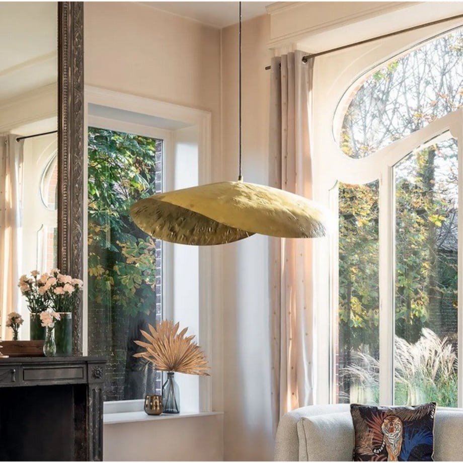 Lampa wisząca młotkowane złoto Loran 80 cm