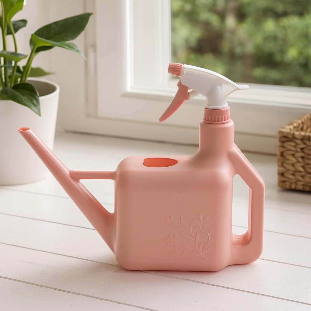 Konewka z wbudowanym spryskiwaczem, 31 x 9,5 x 27 cm, plastikowa