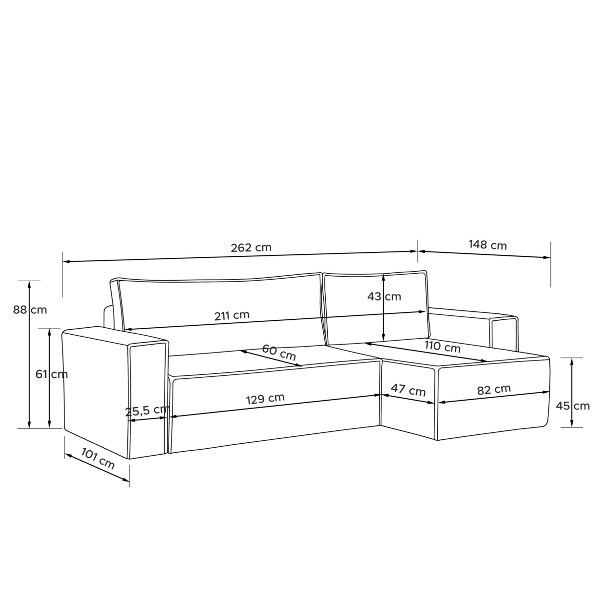 KONSIMO NAPI II Narożnik lewy/prawy, kolor brązowy