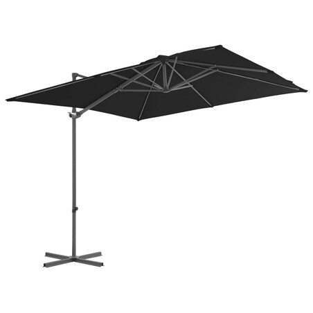 vidaXL Parasol wiszący ze stalowym słupkiem, 250x250 cm, czarny