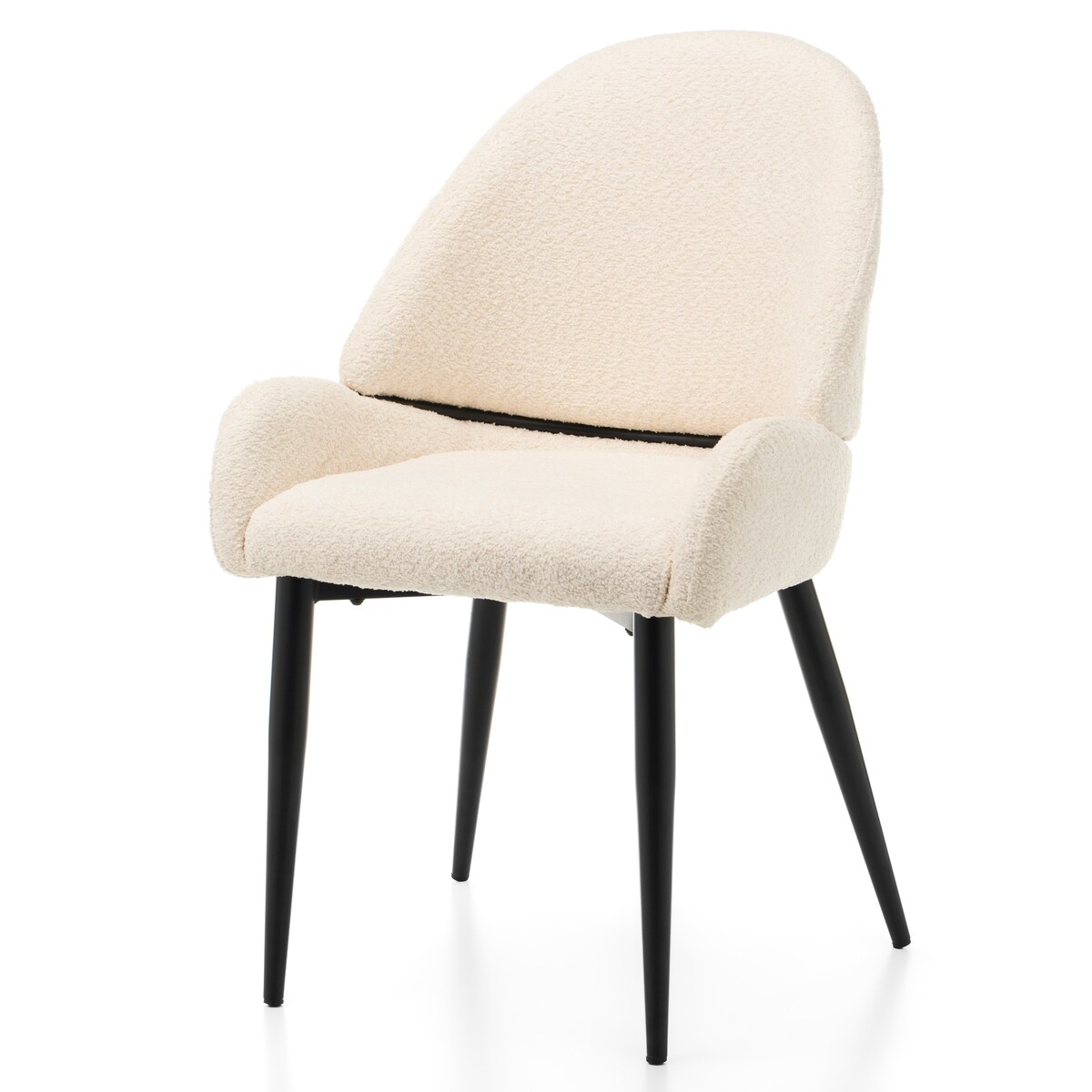 Krzesło tapicerowane boucle do salonu BERGAMO jasnobeżowe