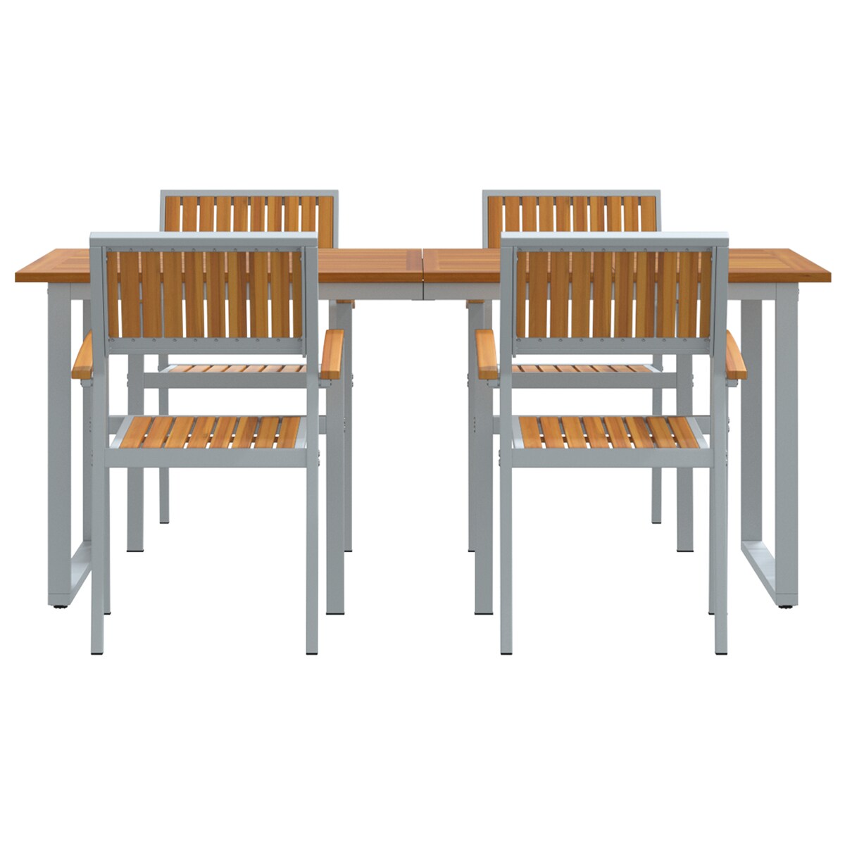 vidaXL Zestaw do jedzenia w ogrodzie 5 elementów Szary aluminium i lite drewno akacjowe