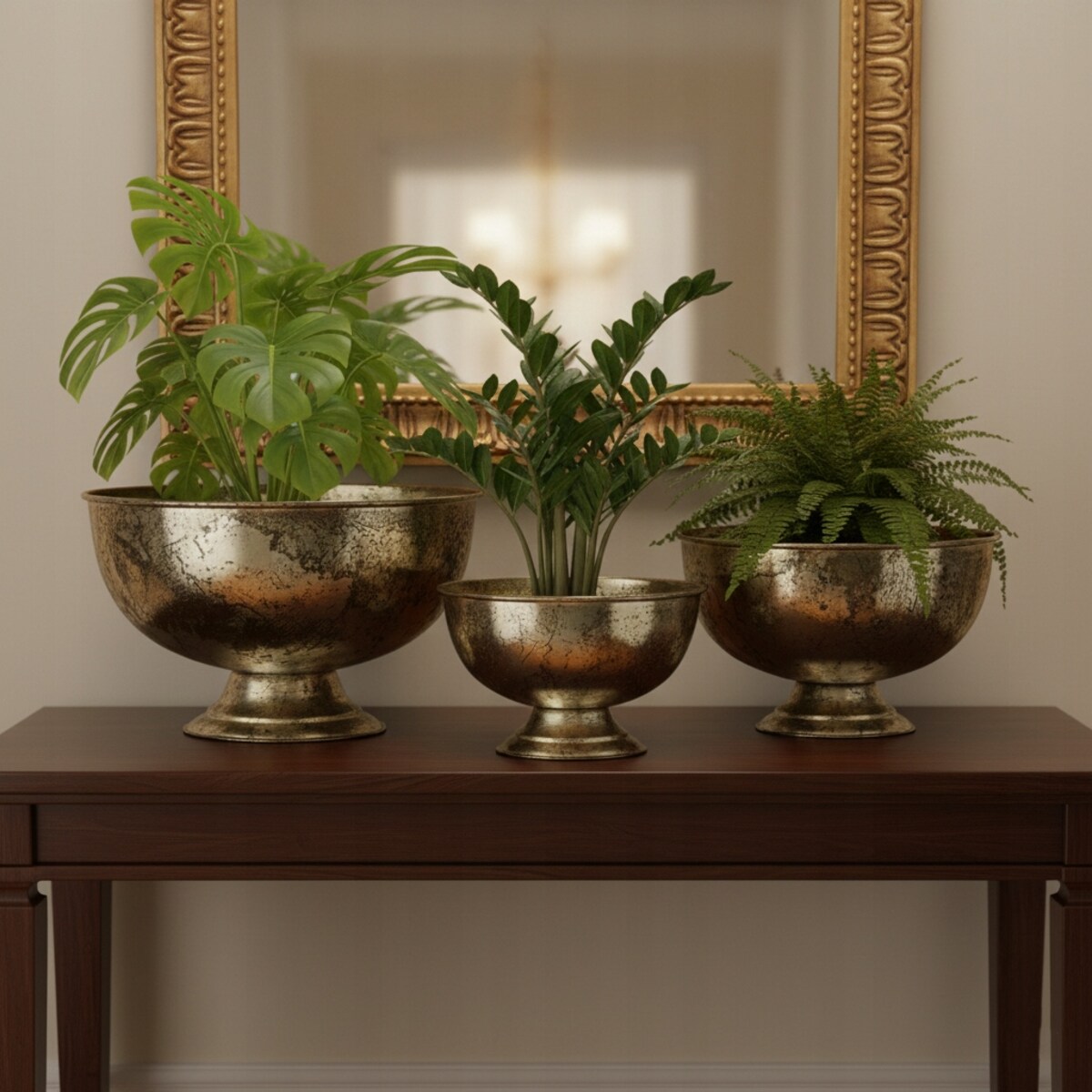 OSŁONKA NA DONICZKĘ METALOWA SREBRNA NA BONSAI BALKON TARAS DO DOMU 3 szt