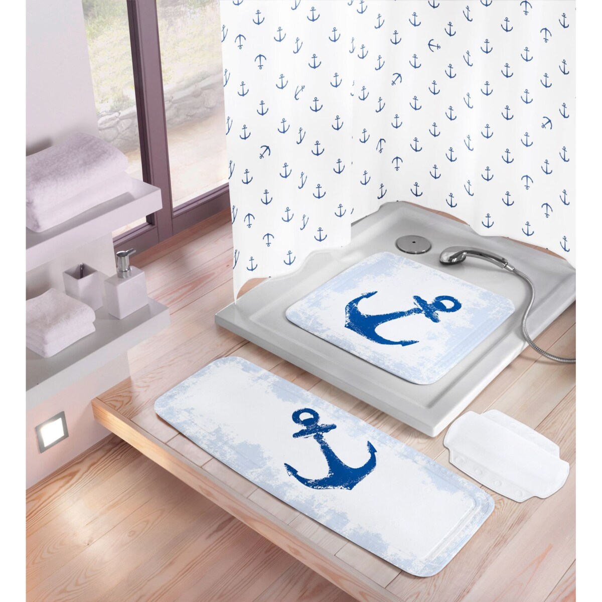 Kleine Wolke Anchor Mata bezpieczeństwa pod prysznic niebieski 55x 55 cm