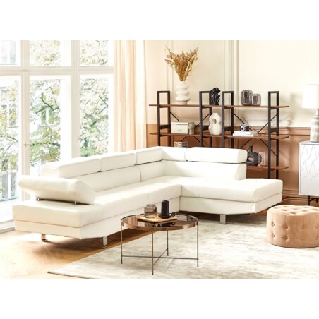 Narożnik ekoskóra lewostronny biały NORREA