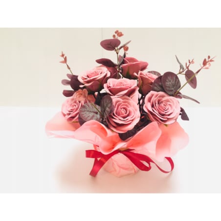 Dzień mamy BUKIET Z KWIATÓW MYDLANYCH róża doniczka prezenty urodziny box