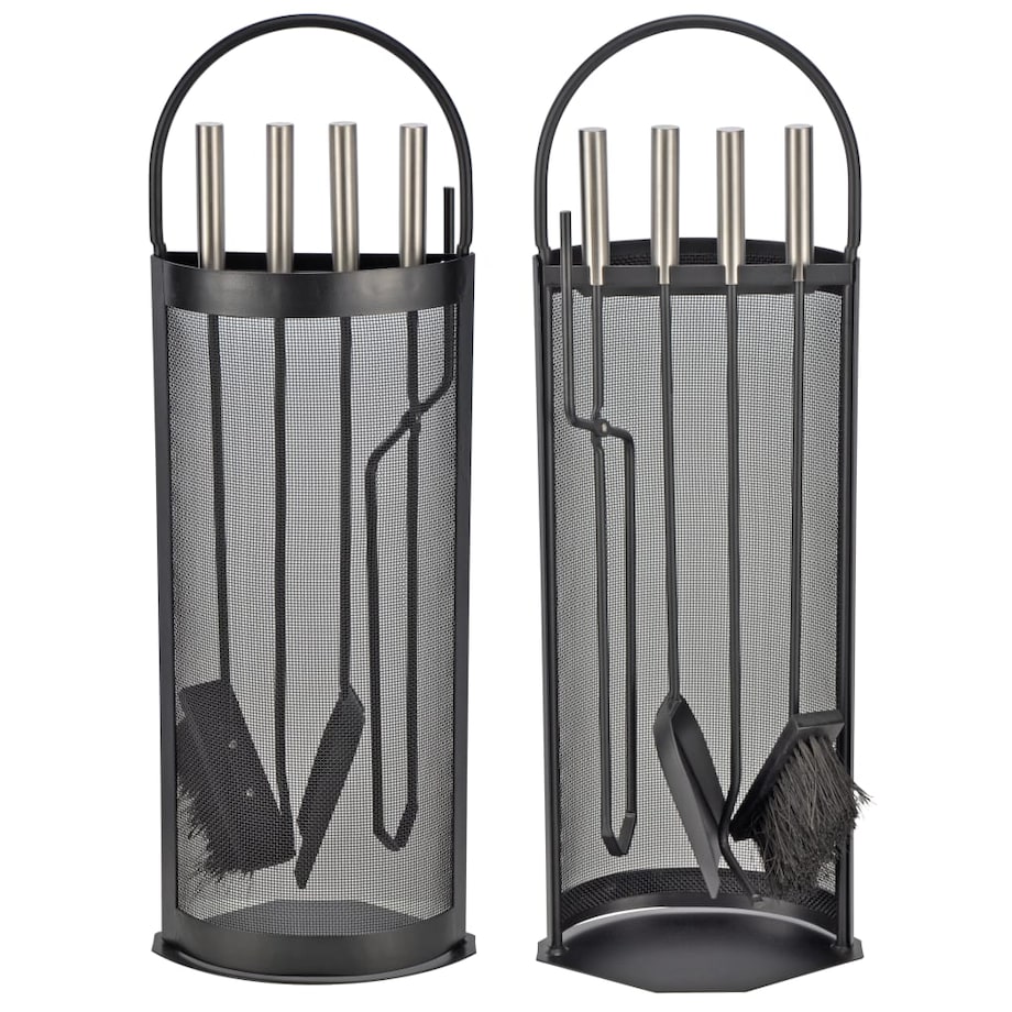 Hi Zestaw akcesoriów kominkowych, 5-częściowy, czarny, 23x14,8x66 cm