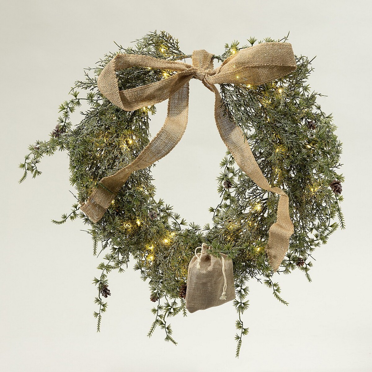 Wianek wiszący LED Forest Charm 50 cm boże narodzenie, święta, świąteczne, zielony-naturalny, 50x50x10 cm