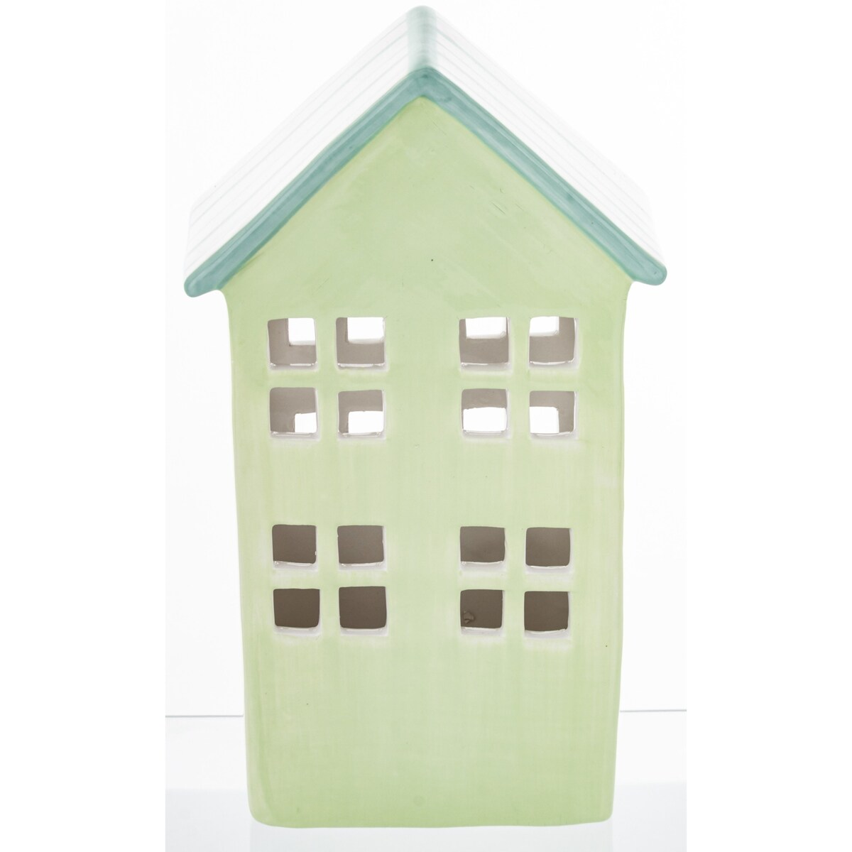 Ceramiczny domek 24x13,5x7 cm GILLI-2 zielony z niebieskim dachem