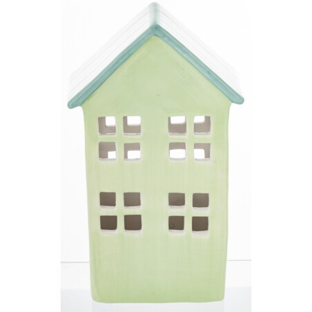 Ceramiczny domek 24x13,5x7 cm GILLI-2 zielony z niebieskim dachem