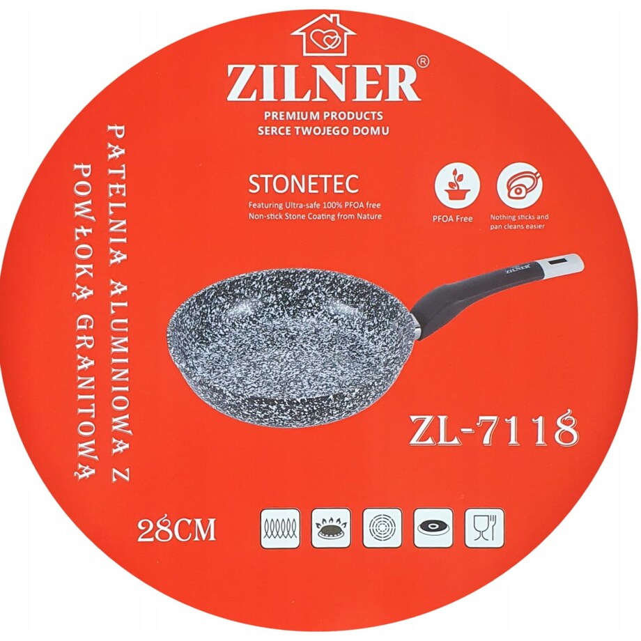 Patelnia marmurowo ceramiczna nieprzywierająca 28 cm indukcja gaz ZILNER