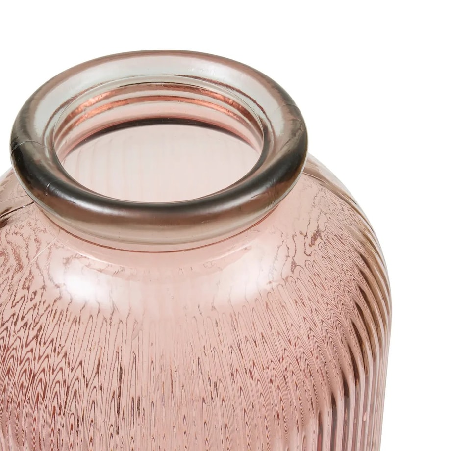 Wazon szklany, prążkowany Luz, 72 cm, różowy