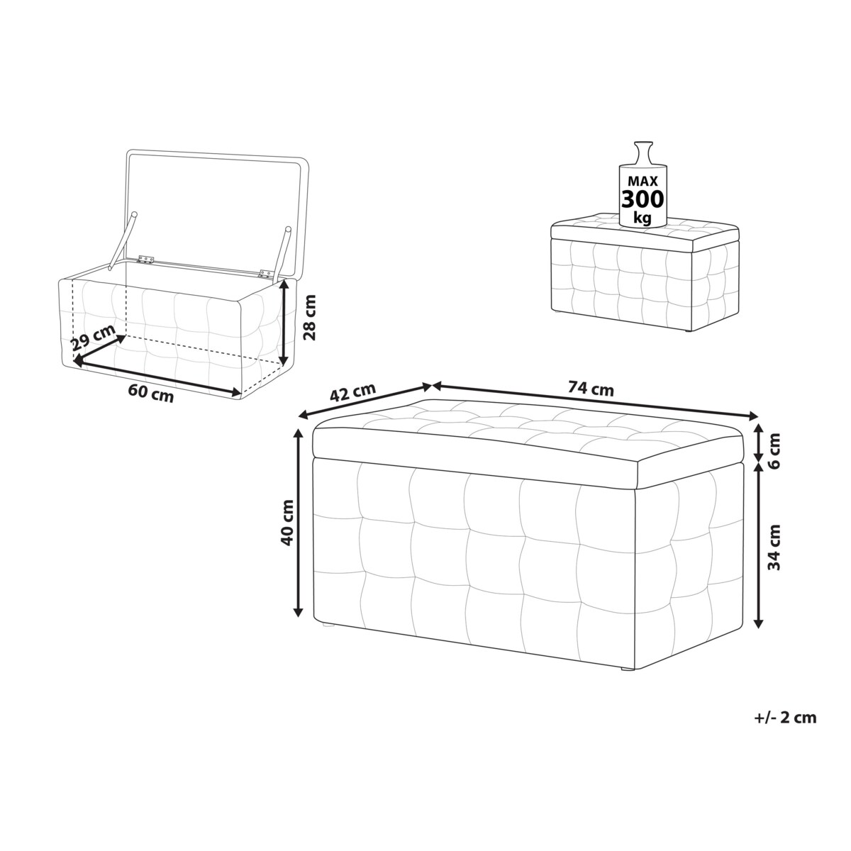 Puf ze schowkiem oliwkowy MICHIGAN