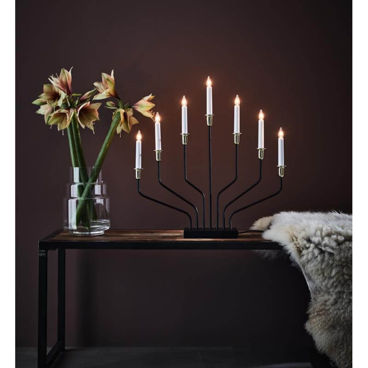 Stołowy świecznik 7-płomienny Brosa świąteczny czarny mosiądz