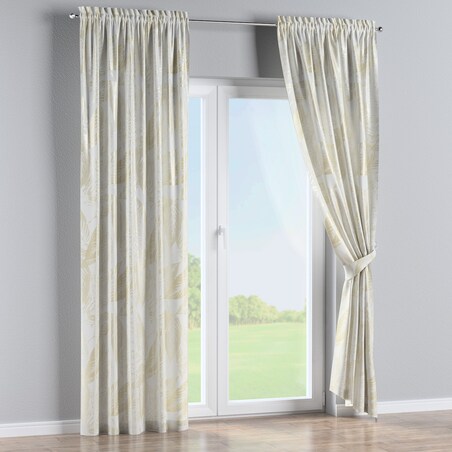 Zasłona na kanale z grzywką 1 szt. 130x245 ecru liście