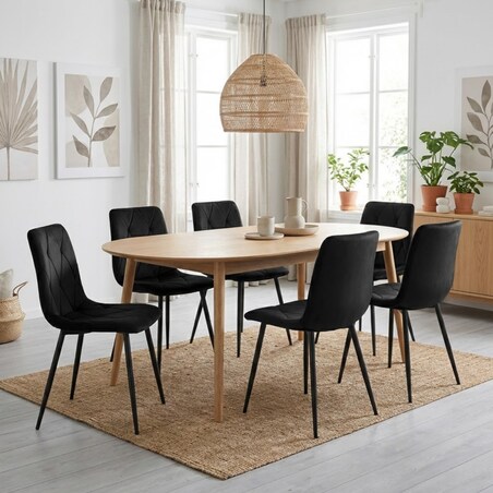 Krzesło tapicerowane welurowe do salonu kuchni jadalni czarne velvet loft